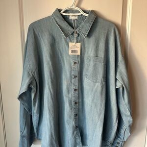 One Wednesday x Jilly Box Light Blue Denim Button-Up Shirt